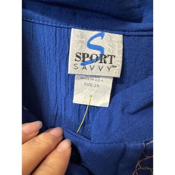 Sport Savvy Mandarin Collar LeChute Jacket Pants Set 2X Blue‎ Abstract Button-Up - Picture 6 of 9